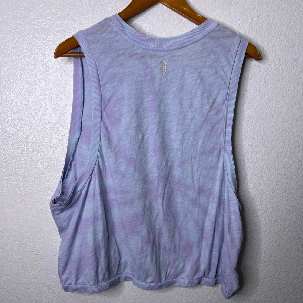 Free People FP Movement Love Tank Purple Tie Dye Muscle Crop Top Large - Picture 4 of 7